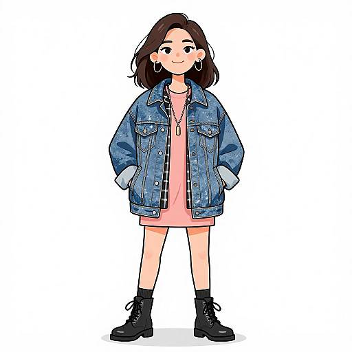 Grunge Style Smiling Woman Portrait