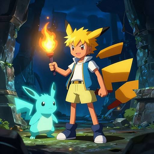 Blonde Trainer in Ancient Ruins