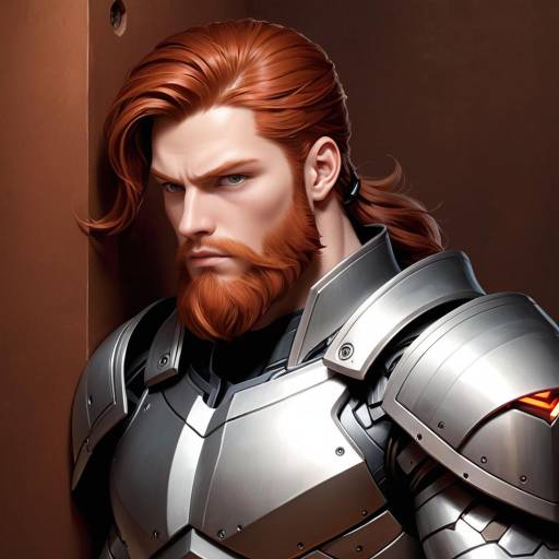 Muscular Cyborg Boy Peering Around Corner