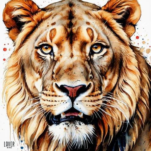 Watercolor Portrait of a Lioness Watercolor Portrait of a Lioness