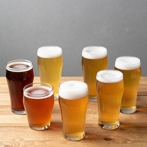 Colorful Beers on Wooden Table