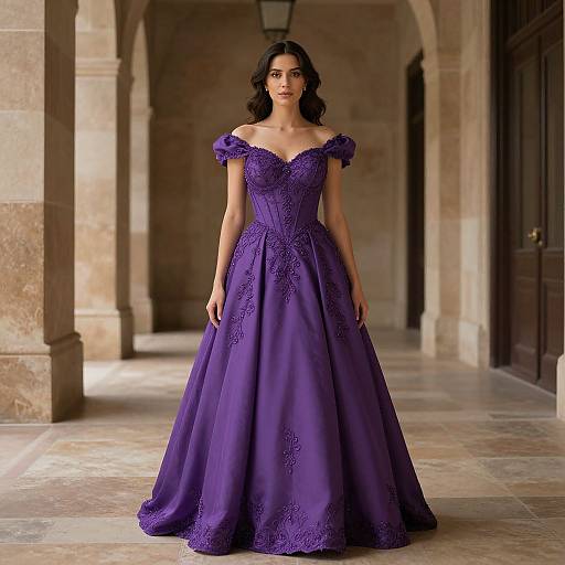 Woman in Purple Princess Dress