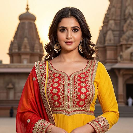 Confident South Asian Woman in Traditional Kameez