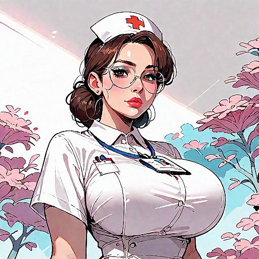 Anime Nurse Girl with Glasses