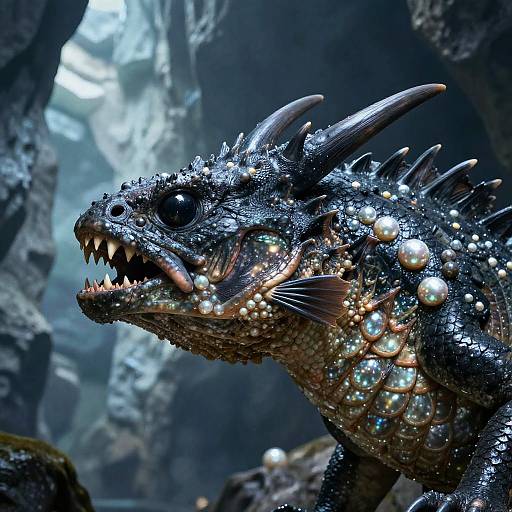 Realistic Dragon Monster Side Profile