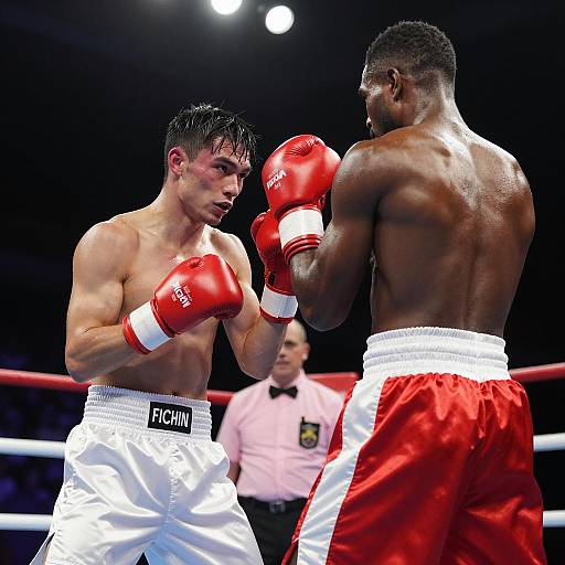 Two Male Boxers Fighting in Ring