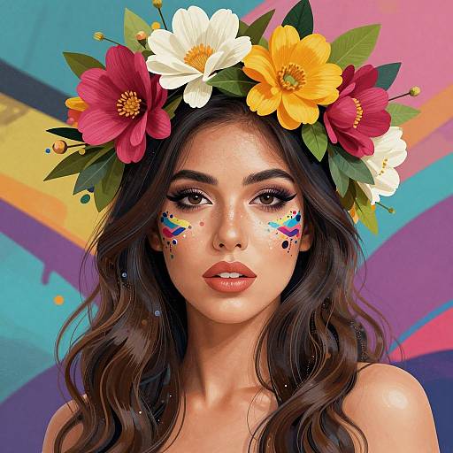 Floral Crowned Woman in Street Art