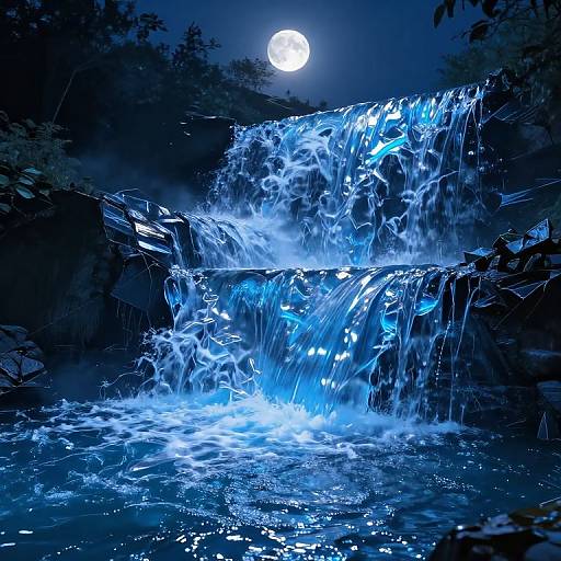 Surreal Blue Liquid Glass Rivers