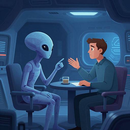 Heptapod Alien Communicating Inside Spaceship