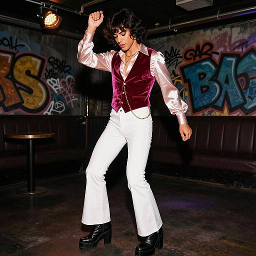 70s Rhythm Guitarist in Velvet Vest