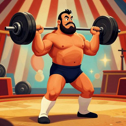 Vintage Strongman Lifting Heavy Weights