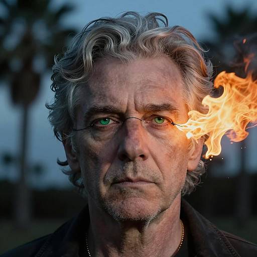 Middle-aged man with fiery eye wire