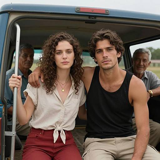 Casual Moment in a Truck Setting