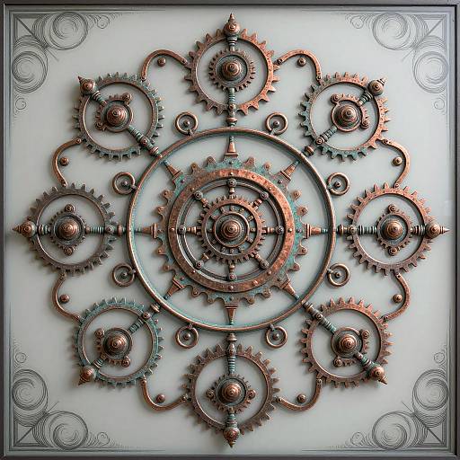 Intricate Steampunk Scrollwork Medallion Design