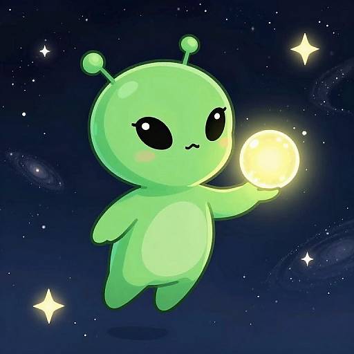 Friendly Green Alien in Space