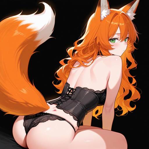 Enchanting Fox Girl in Dark Elegance Enchanting Fox Girl in Dark Elegance