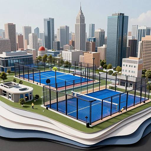 Futuristic City with Glass Padel Courts