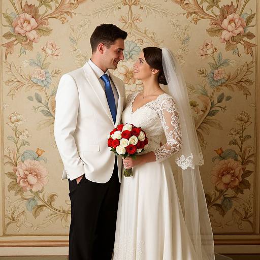 Elegant Romantic Wedding Couple Portrait