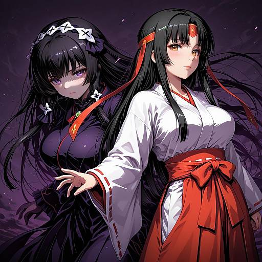 Illustration of Musha miko tomoe, queen's blade in the style of Futatsuki hisame