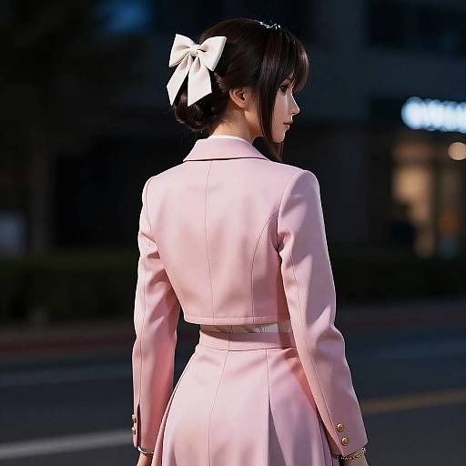 Hyperrealistic Aerith Gainsborough at Night