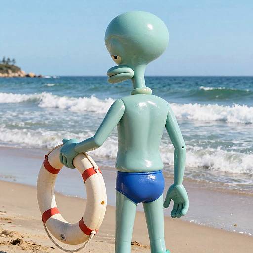 Blue Squidward Baywatch Lifeguard Backshot