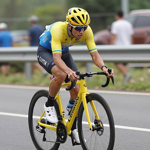 Dynamic Cyclist Mid-Race Action Shot