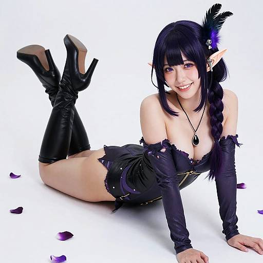 Dark Indigo Elf in Torn Bodysuit