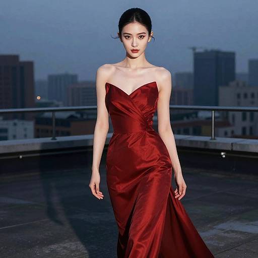 Glamorous Chinese Woman on Rooftop