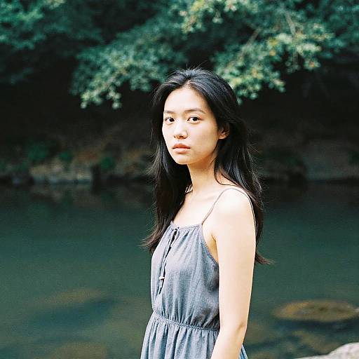 Analog Film Beauty by Forest Pool