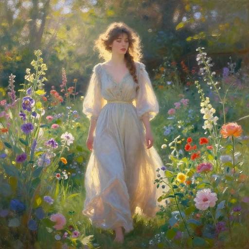 Marie Gillan in Serene Sunrise Garden