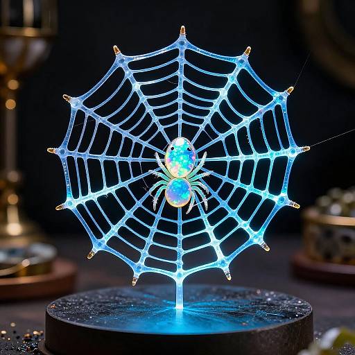 Glowing Acid-Colored Spiderweb Display