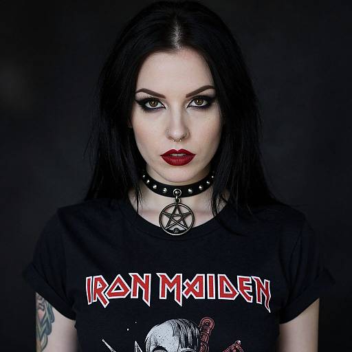 Gothic Woman with Pentagram Choker