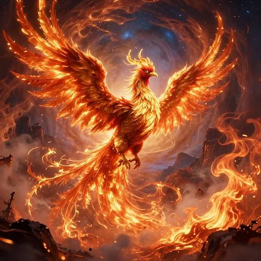 Majestic Phoenix Rising from Firestorm