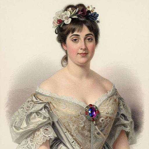 Vintage Floral Elegance Portrait