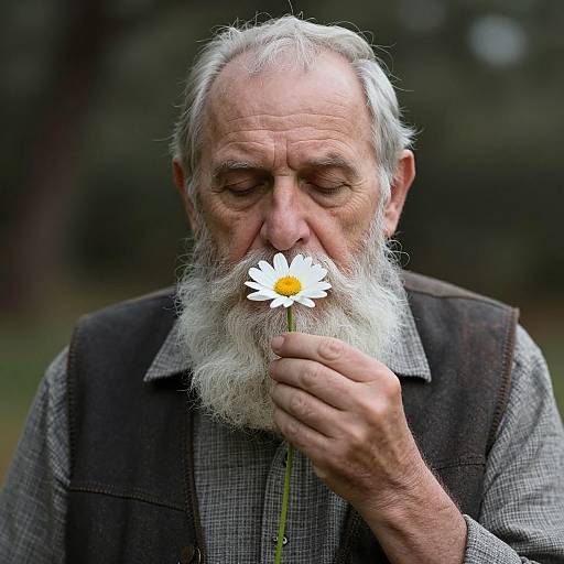 Elderly Man with Flower Serenity