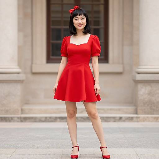 Woman in Red Dress Costume