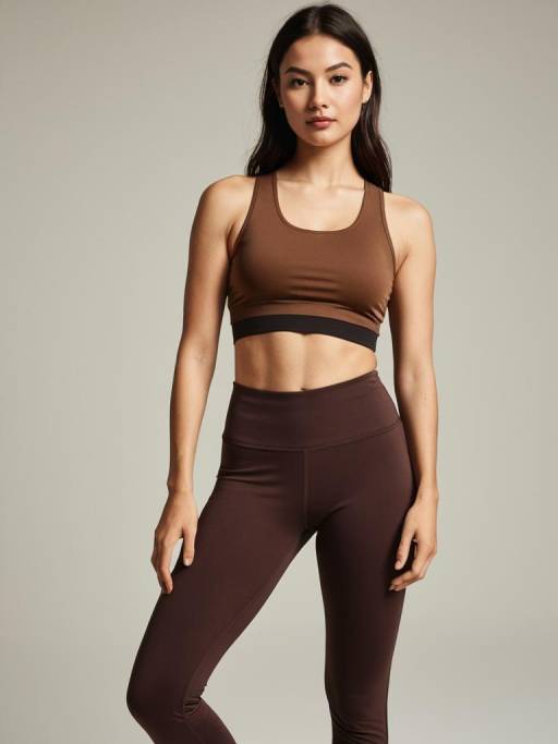 Sporty Woman in Brown Activewear