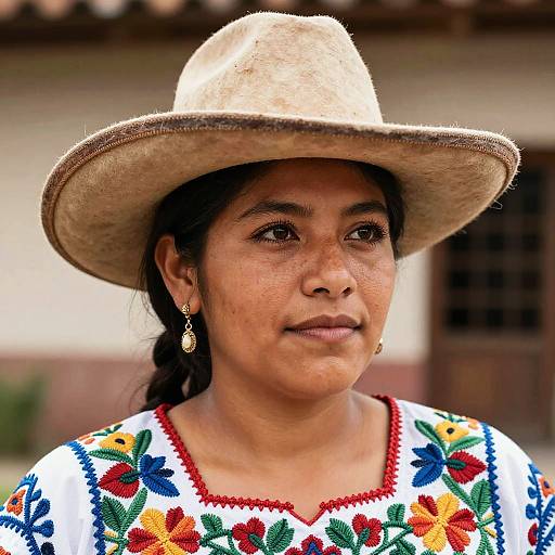 Mexican Woman Portrait with Traditional Hat