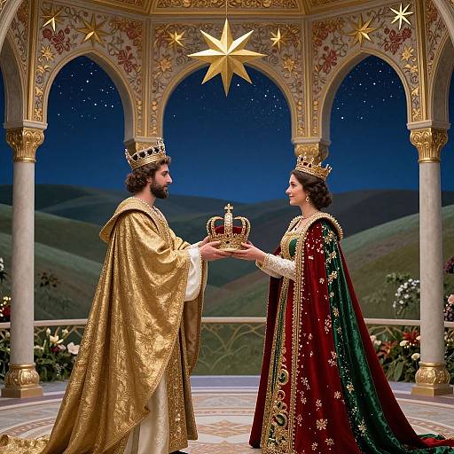 Ceremonial Crown Exchange Under Stars