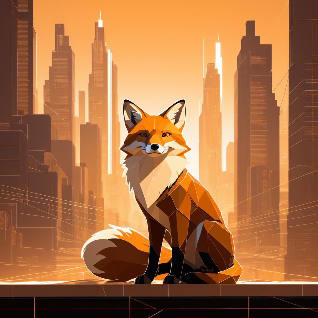 Radiant Fox Amidst Dystopian Cityscape