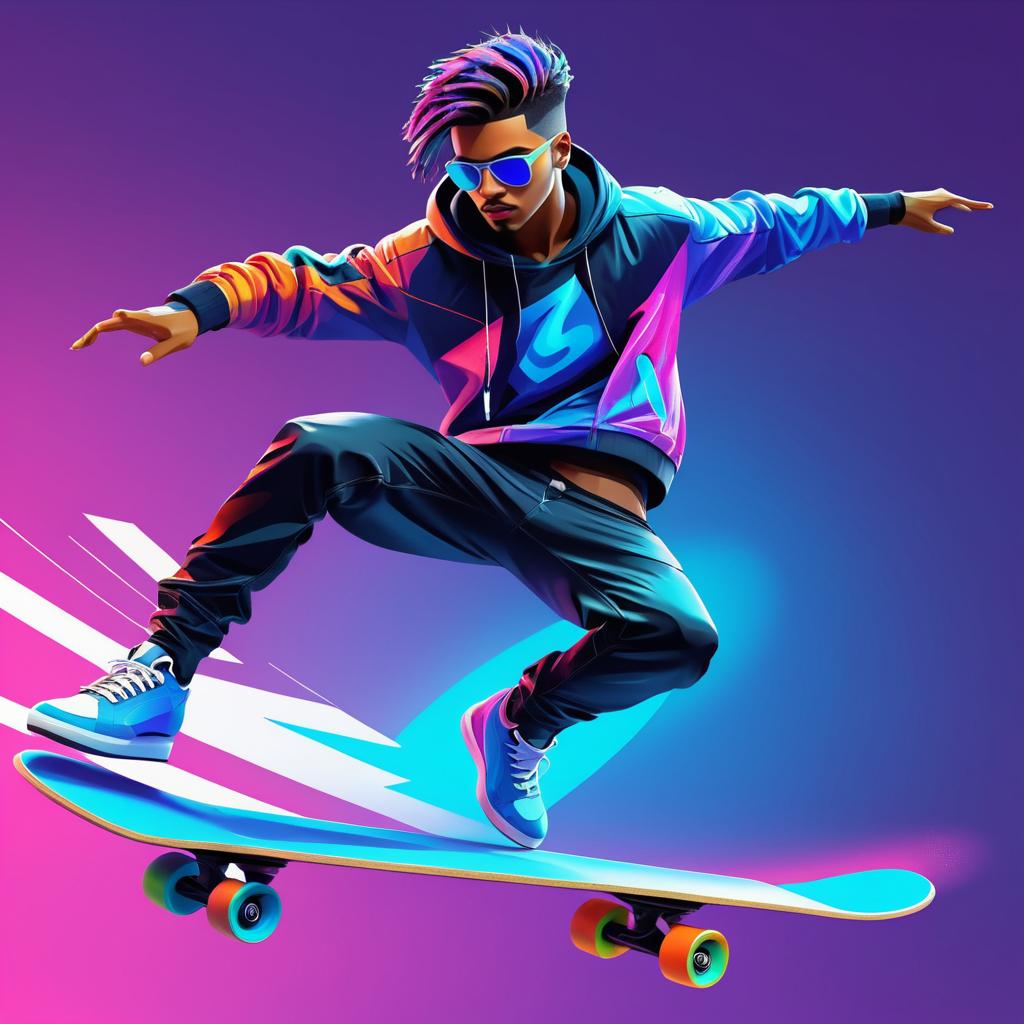 Dynamic Futuristic Male Skateboarder Concept Art