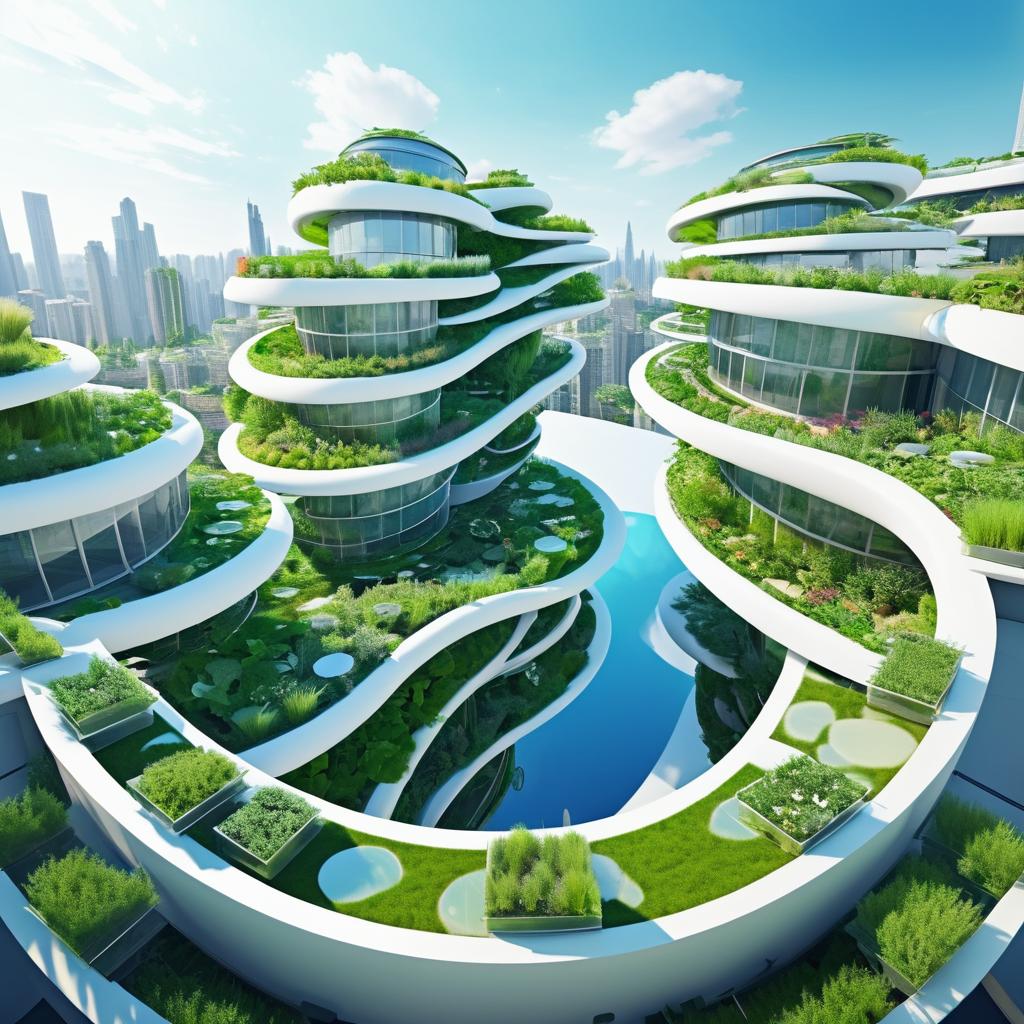 Futuristic Rooftop Garden Concept Art