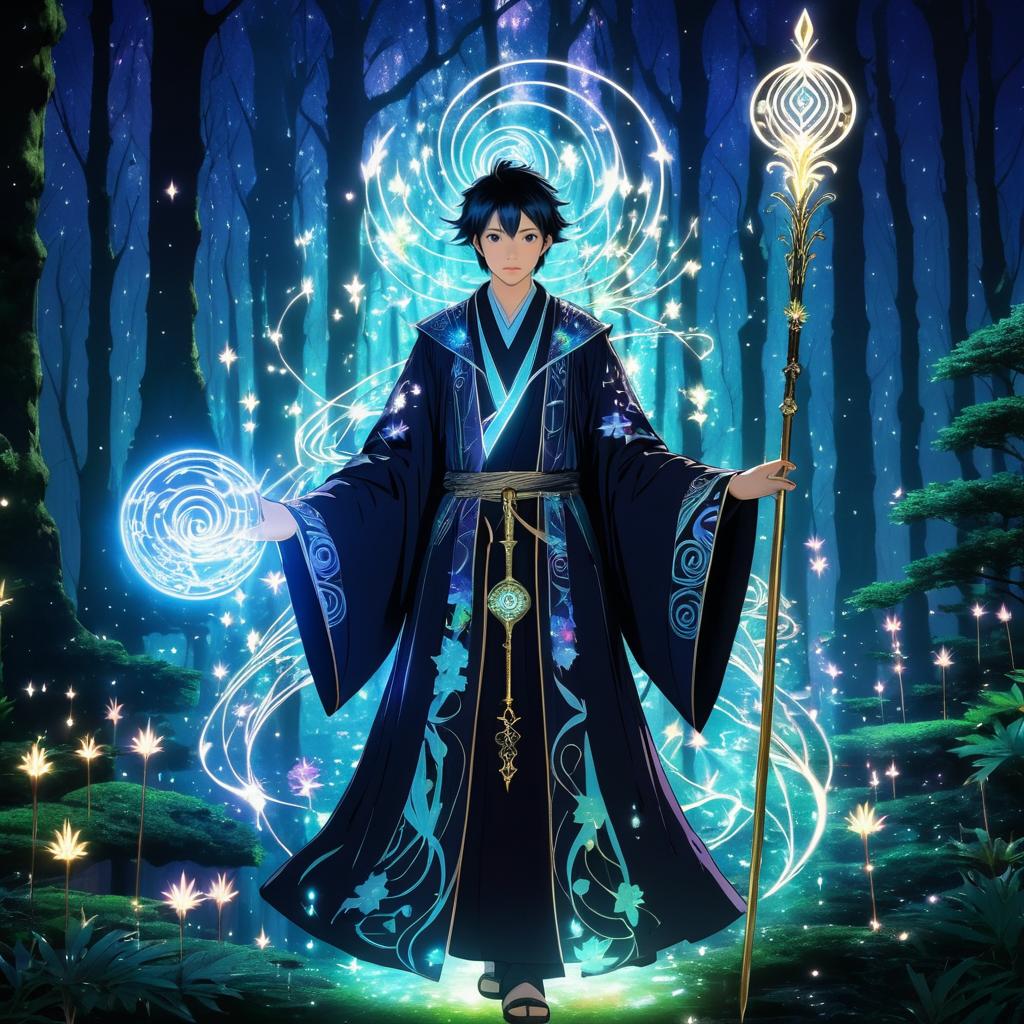 Mystical Mage in Enchanted Forest