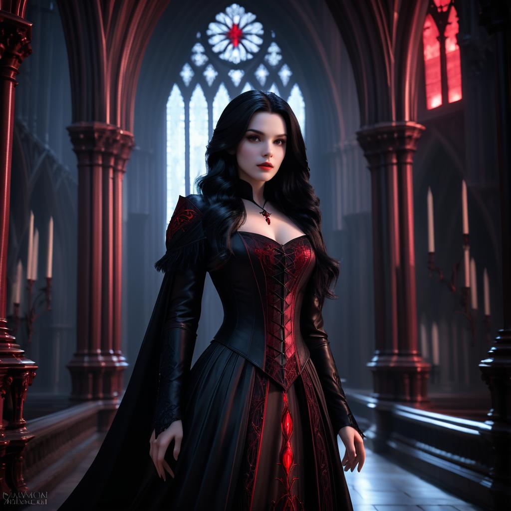 Gothic Vampire Portrait in Cinematic Lighting