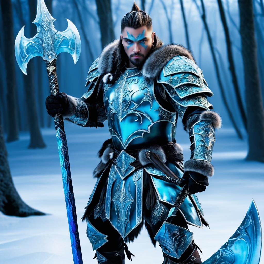 Fierce Ice Warrior in Enchanted Armor