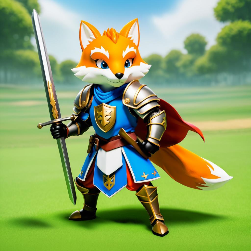 Knight Fox on the Battlefield with Sword