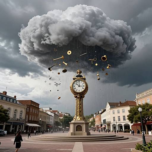 Clockwork Storm Over City Square