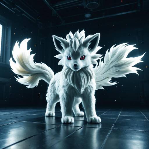 Haunted Ninetales with Nine Tails in Dark Room