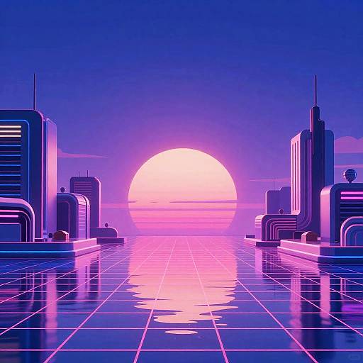 Retrofuturistic Synthwave Oceanscape