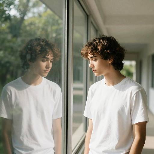 Serene Reflection by the Glass Window